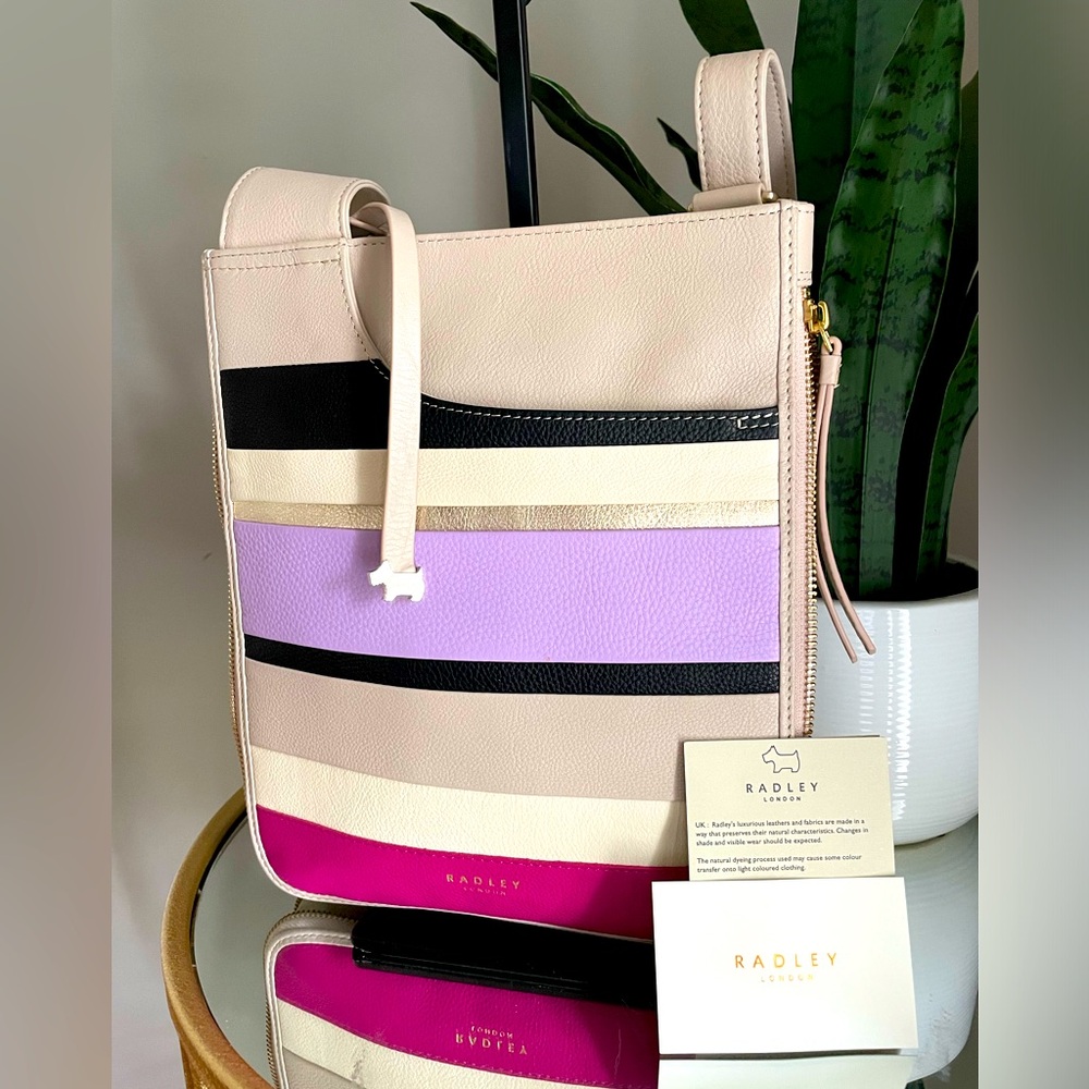 Radley London Striped Crossbody Bag - Pink, Purple, Black, Cream